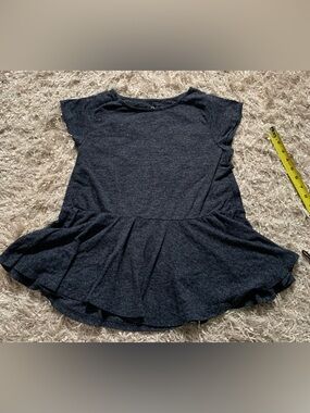LOFT Charcoal Heather Short Sleeve Knit Top peplum style size M